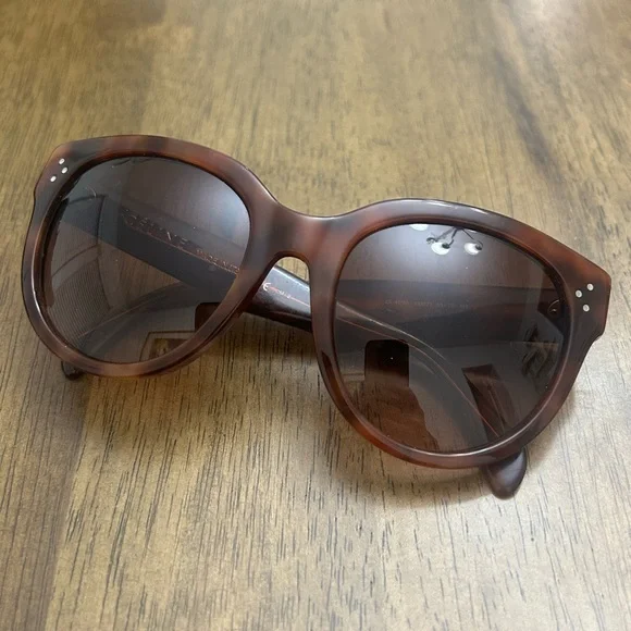 Celine Brown Tortoise Oversized Cat Eye Sunglasses Gradient - Picture 3 of 13